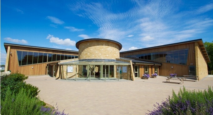 External view of Leedons residential holiday-park-club house indoor swimming pool building