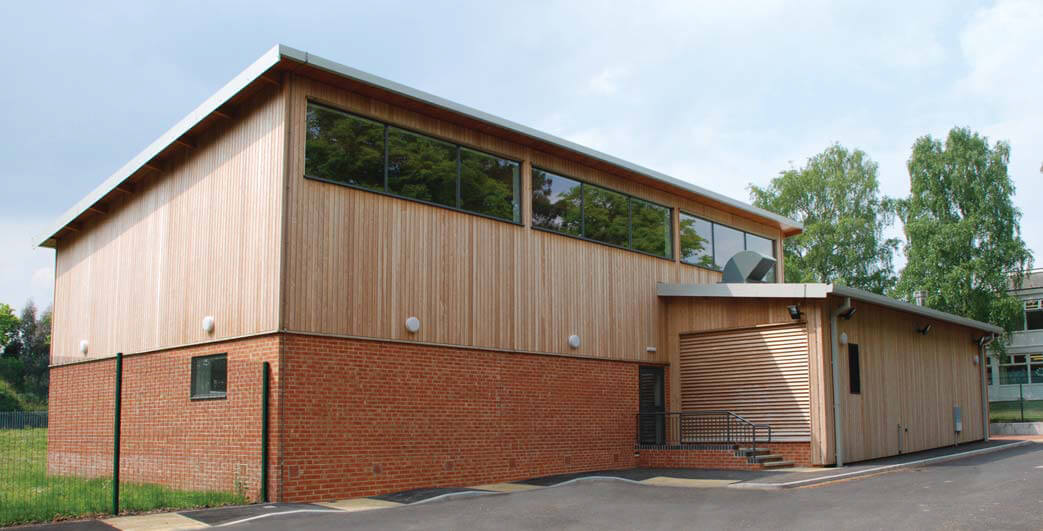 Rear view of Ashcroft School pool building