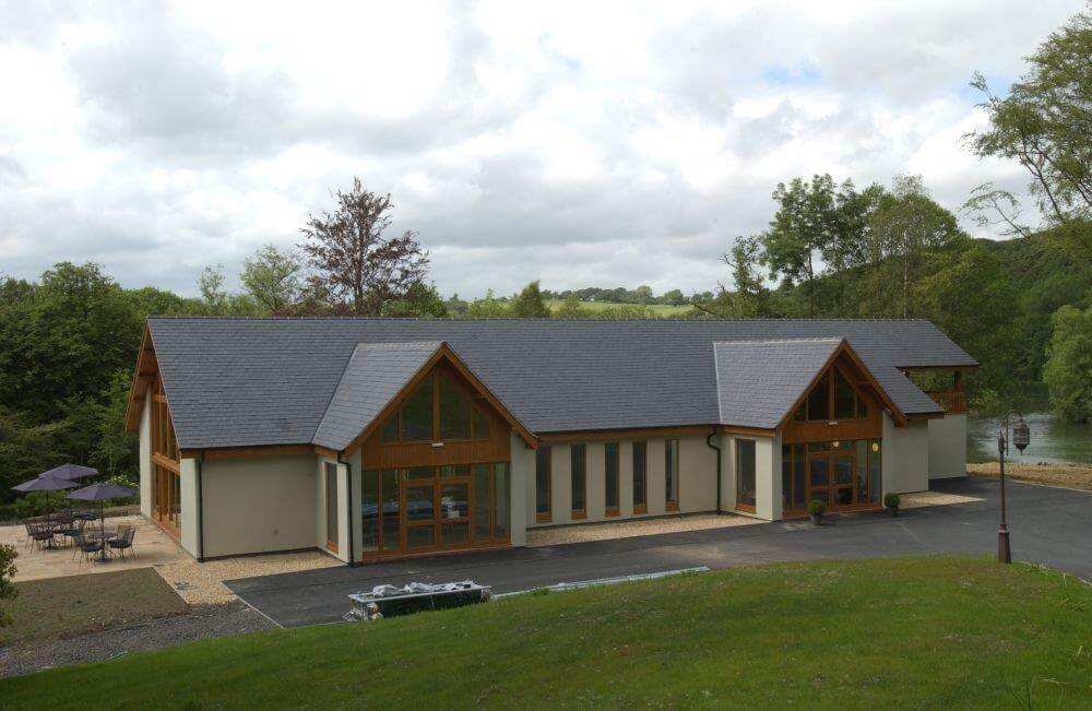 External view looking down at Kingfisher Spa building