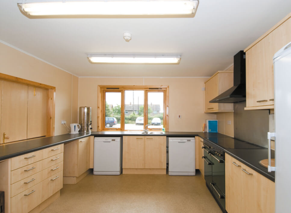 the kitchen inside Little Milton Village Hall