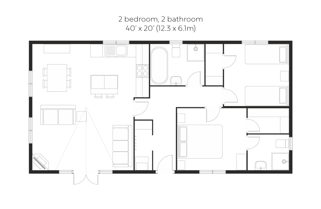 New England 2 bed 2 bath floorplan