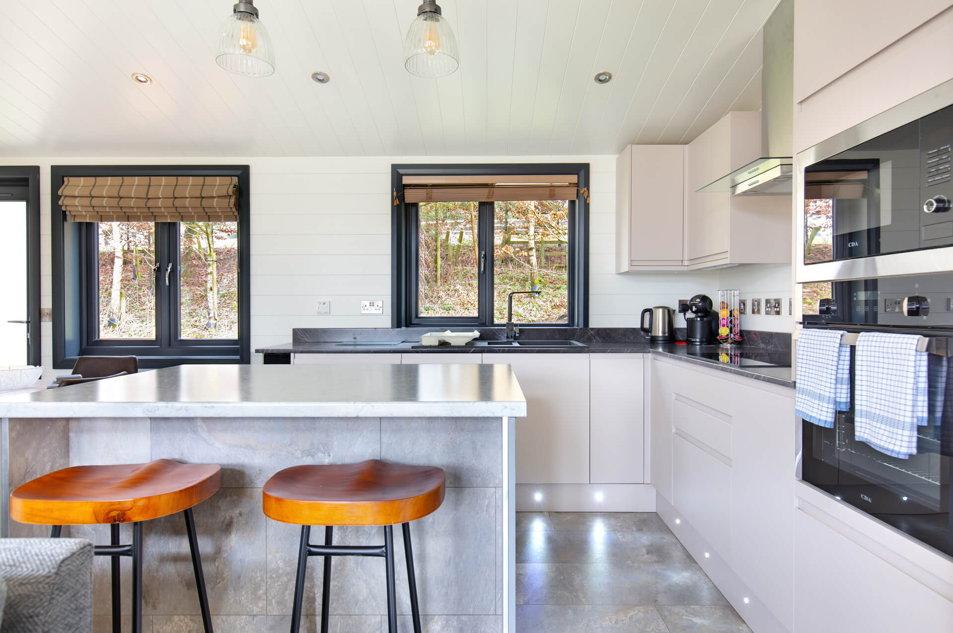 Kitchen of a Pinelog lodge