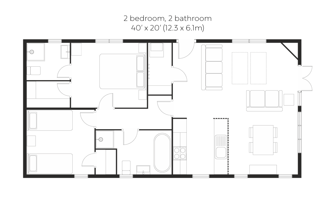 Skyline 2 bed 2 bath floorplan