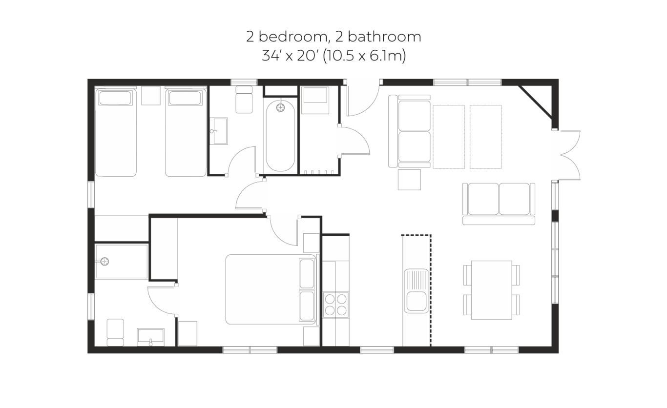 Skyline 2 bed 2 bath small floorplan