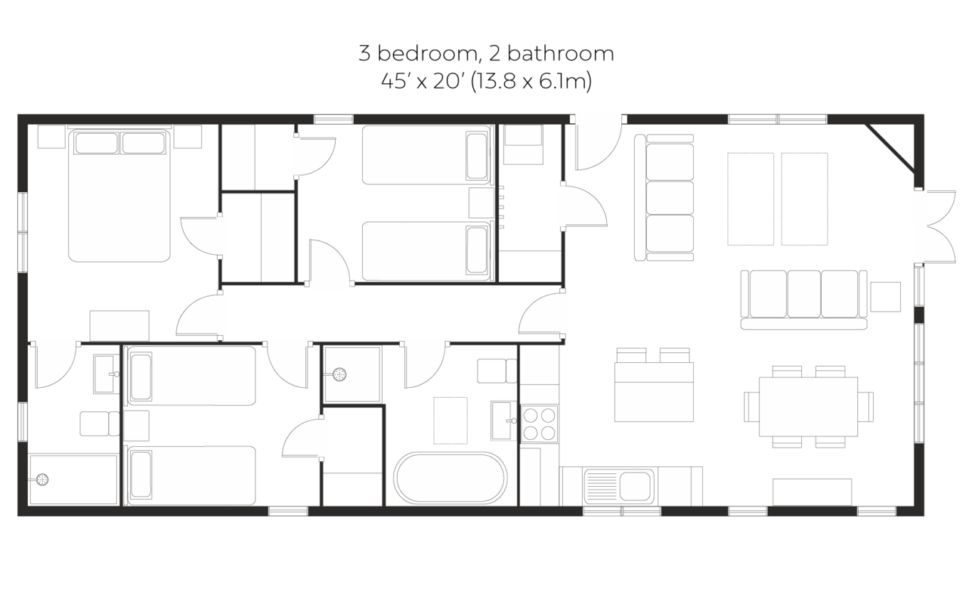 Skyline 2 bed 2 bath floorplan