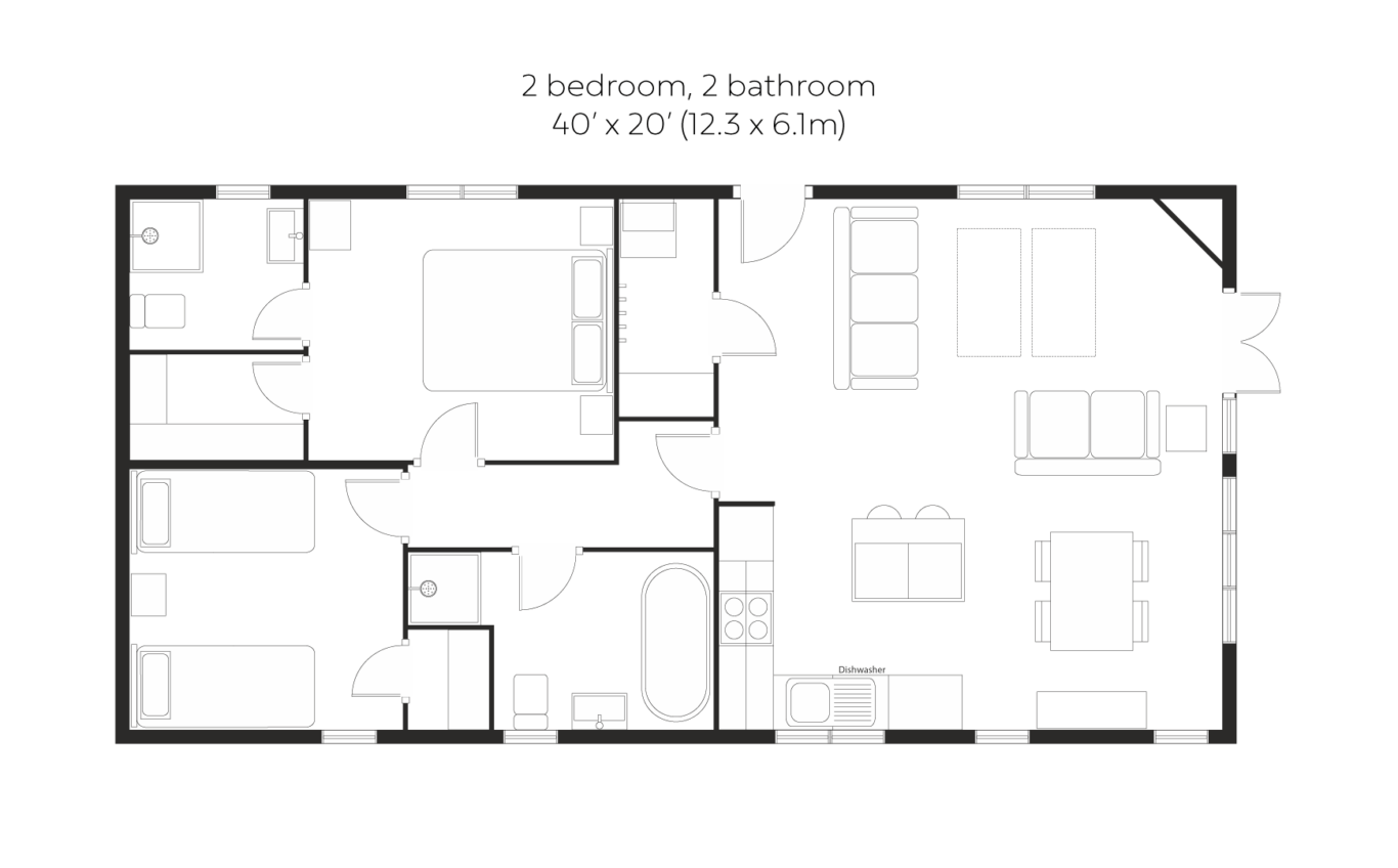 Skyline View 2 bedroom 2 bathroom floorplan