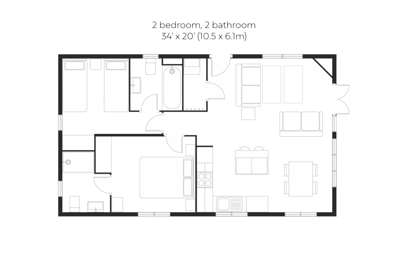 Skyline View 2 bedroom 2 bathroom small floorplan