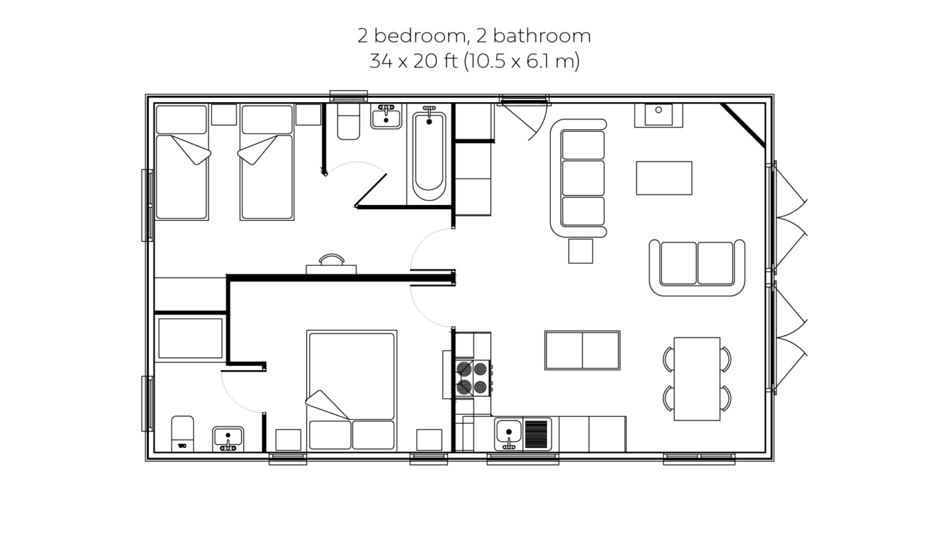 Woodsman 2 bedroom 2 bathroom floorplan