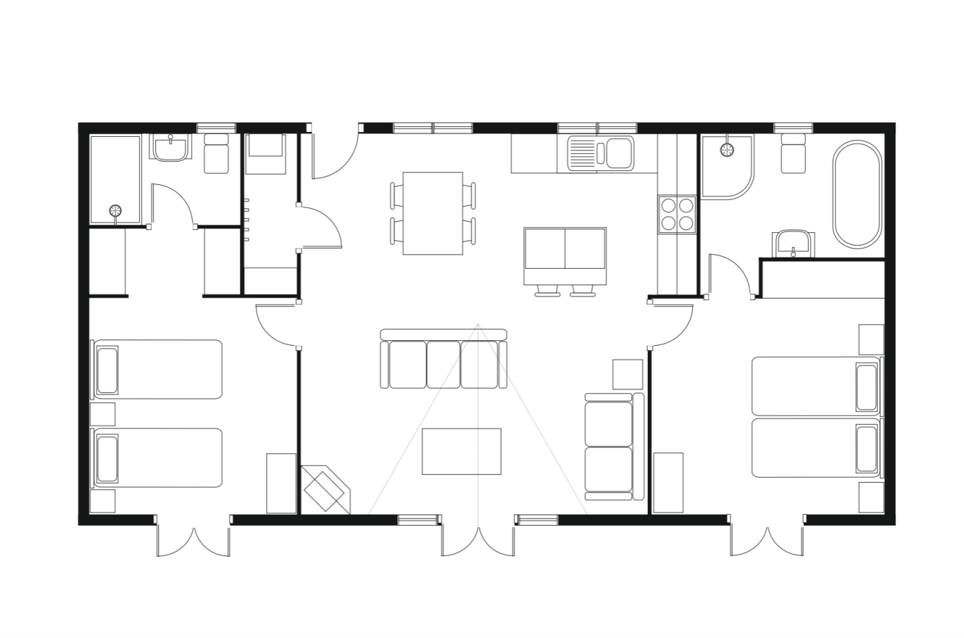 Vista 2 bed 2 bath CL - 40' x 20' - floor plan