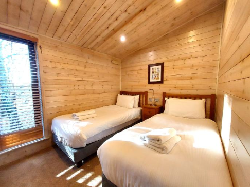 Pinelog Skyline Lodge twin bedroom